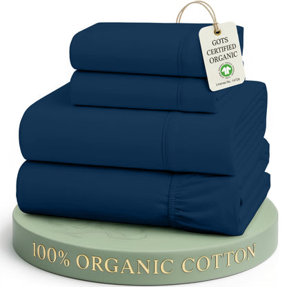 LANE LINEN Queen Sheets 100% Organic Cotton 4pc Percale Cooling - White