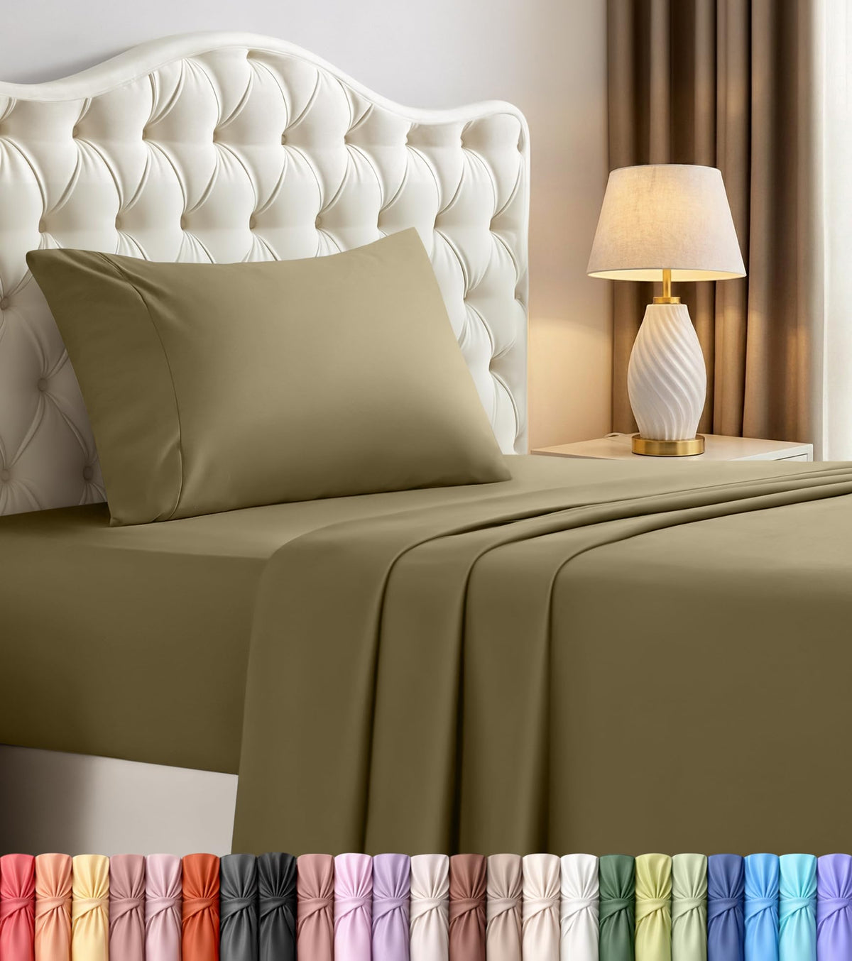 Queen Sheets Set, 4 Pieces 16" Deep Pocket Hotel Luxury Bed Sheets, Grey