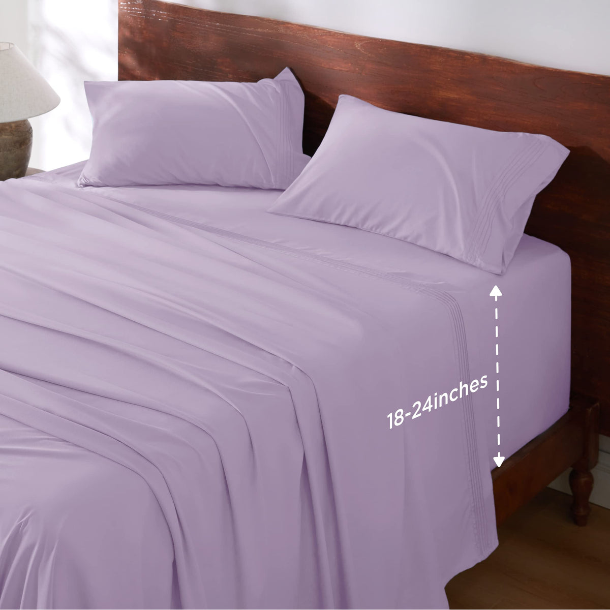 Bedsure Deep Pocket Queen Sheets Set - Fits Mattresses Up to 21 Inches Thick - 4 Piece GentleSoft Bed Sheets, Moisture Wicking, Soft & Cooling Bedsheet & Pillowcases, Easy & Secure Fit, Light Grey