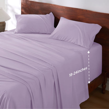 Bedsure Deep Pocket Queen Sheets Set - Fits Mattresses Up to 21 Inches Thick - 4 Piece GentleSoft Bed Sheets, Moisture Wicking, Soft & Cooling Bedsheet & Pillowcases, Easy & Secure Fit, Light Grey