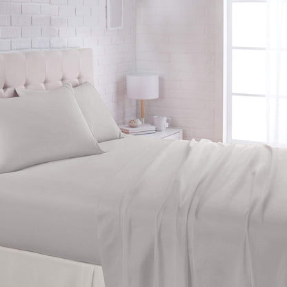 Amazon Basics Lightweight Breathable Wrinkle-Free Brushed Microfiber 3-Piece Bed Sheet Set with 14-Inch Deep Pockets, Twin, Bright White, Solid