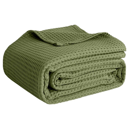 100% Cotton Blankets for Bed - Waffle Weave Blankets for Summer, Lightweight and Breathable Soft Woven Blanket for Spring (Dark Grey, Queen (90" x 90"))