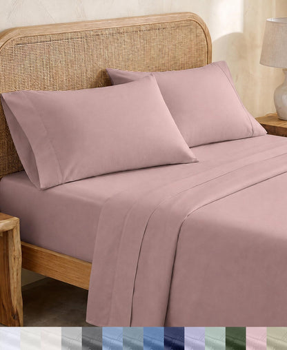 California Design Den 100% Organic Cotton Queen Bed Sheet Set, Olive Green