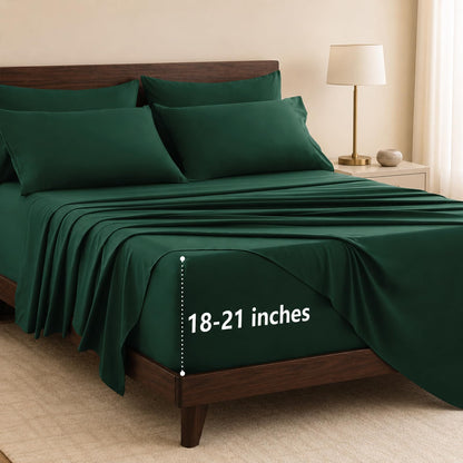 CozyLux King Size Sheets Set 6-Piece, 21-Inch Deep Pocket, Soft Feel