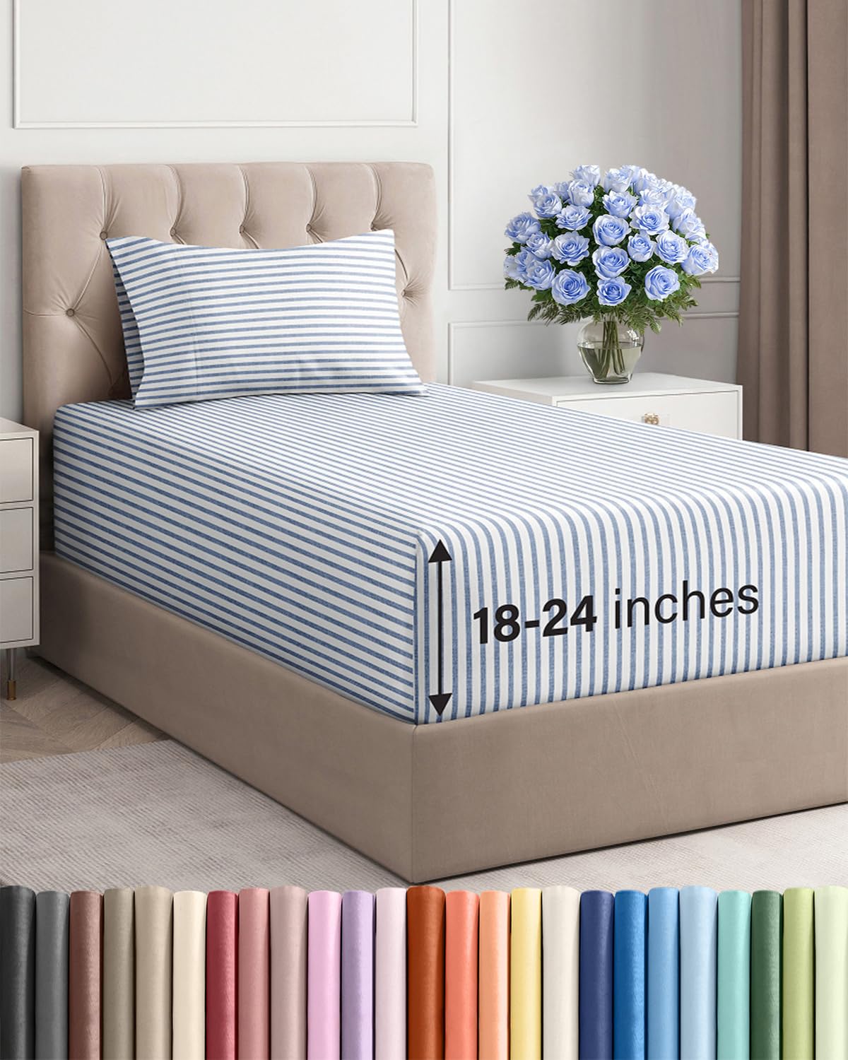 Extra Deep King Sheet Set - 4 Piece Breathable & Cooling - Antique White
