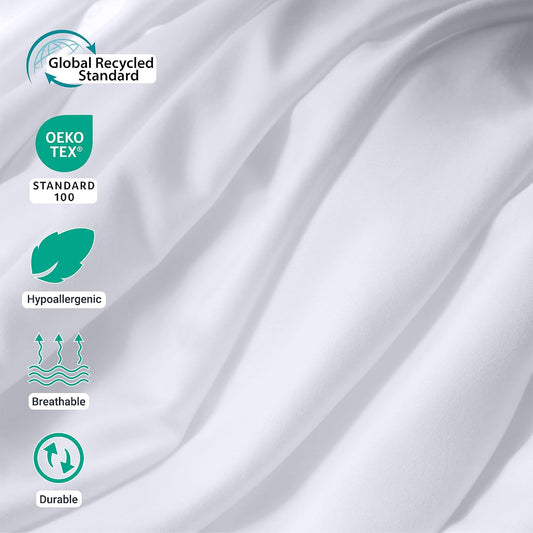 ZPECC Twin Flat Sheets Only White 4 Pack, Color-Coded Hem Threads