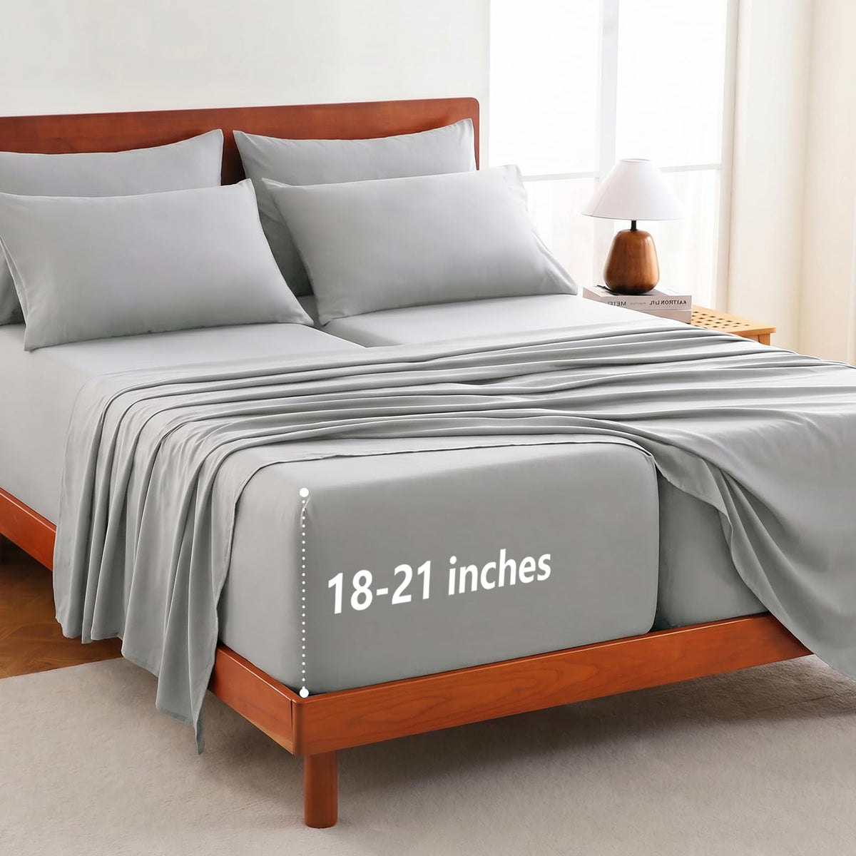 CozyLux King Size Sheets Set 6-Piece, 21-Inch Deep Pocket, Soft Feel