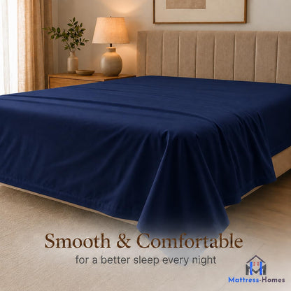 Twin Size Flat Sheets Only Hotel Quality Luxury Single Wrinkle Free & Fade Resistant Flat Sheet - Extra Soft, Breathable Bedding for Easy Care Bed Sheet Navy Blue Flat Sheet Only