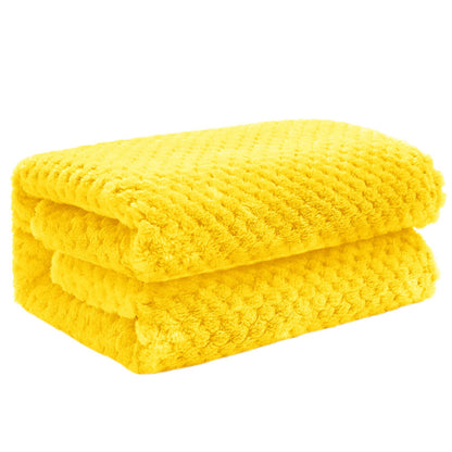 Exclusivo Mezcla Large Waffle Fleece Throw Blanket for Couch, Slate Blue