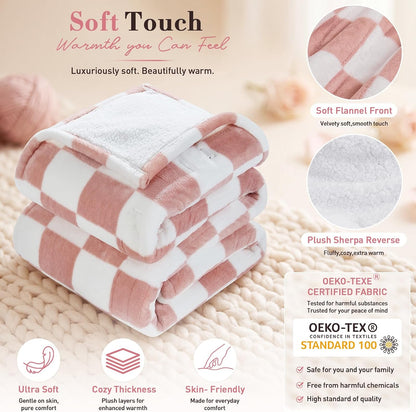 Pink Heated Blanket Electric Throw 50"X60", Heating Blanket Throw