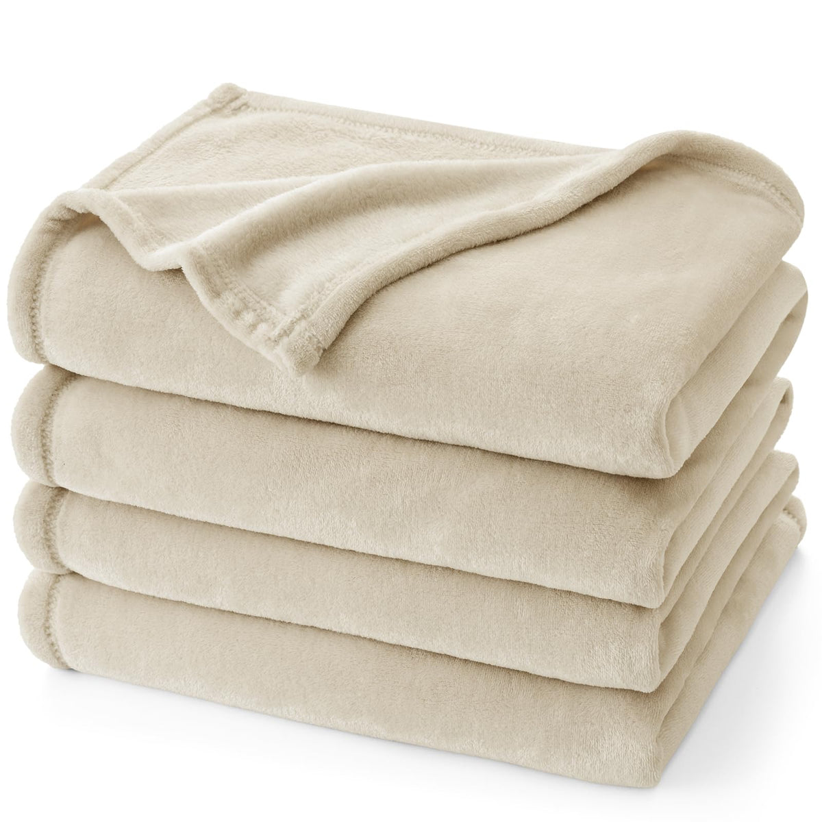 PHF Fleece Blanket King Size 108x90-300GSM Lightweight Airy Warmth, Khaki