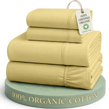 LANE LINEN Queen Sheets 100% Organic Cotton 4pc Percale Cooling - White