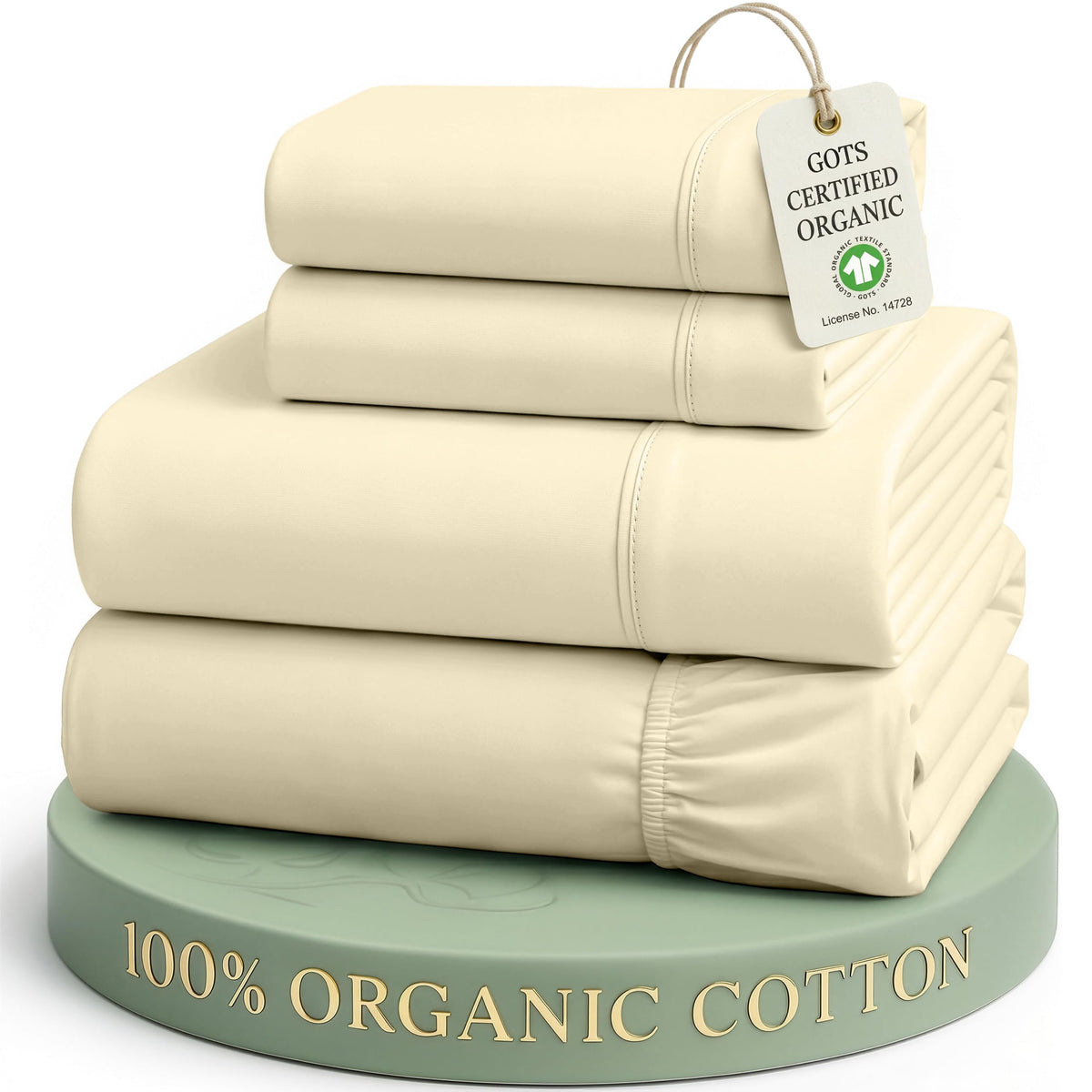 LANE LINEN Queen Sheets 100% Organic Cotton 4pc Percale Cooling - White