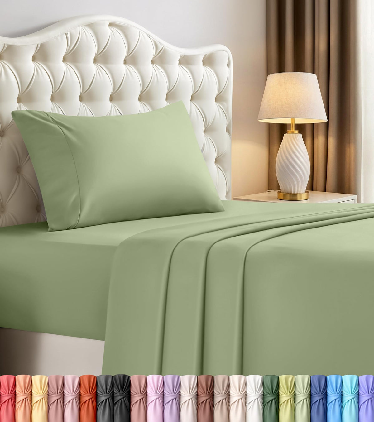 Queen Sheets Set, 4 Pieces 16" Deep Pocket Hotel Luxury Bed Sheets, Grey
