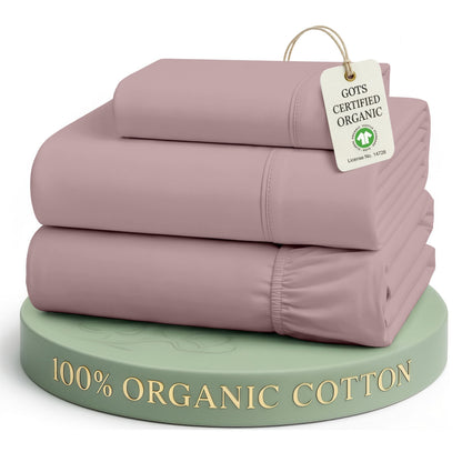 LANE LINEN Queen Sheets 100% Organic Cotton 4pc Percale Cooling - White