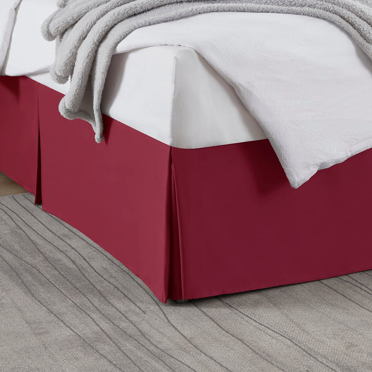 Nestl Linen Bed Skirt Queen Size - Queen Bed Skirt 14 Inch Drop - Brushed Microfiber Bed Skirts - Hotel Quality Pleated Bed Skirt - Shrinkage & Fade Resistant