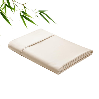 Bamboo Viscose Flat Sheets Only, 400 Thread Count Sateen Weave Twin Size Flat Sheet Only, Luxury Soft Cooling for Hot Sleepers, Silky Breathable (Beige, Twin)