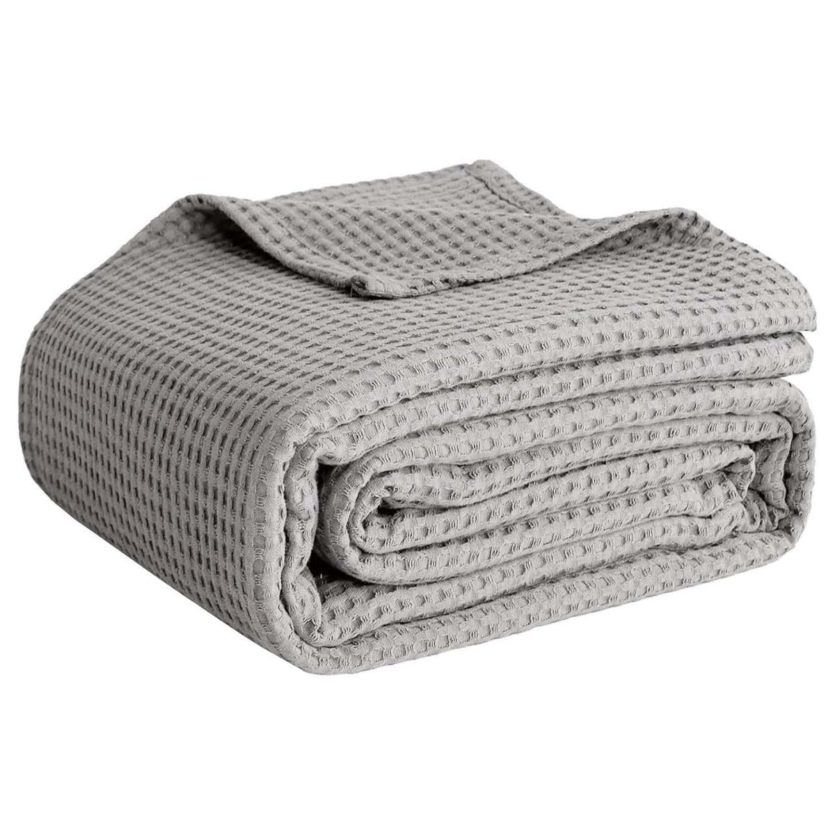 100% Cotton Blankets for Bed - Waffle Weave Blankets for Summer, Lightweight and Breathable Soft Woven Blanket for Spring (Dark Grey, Queen (90" x 90"))