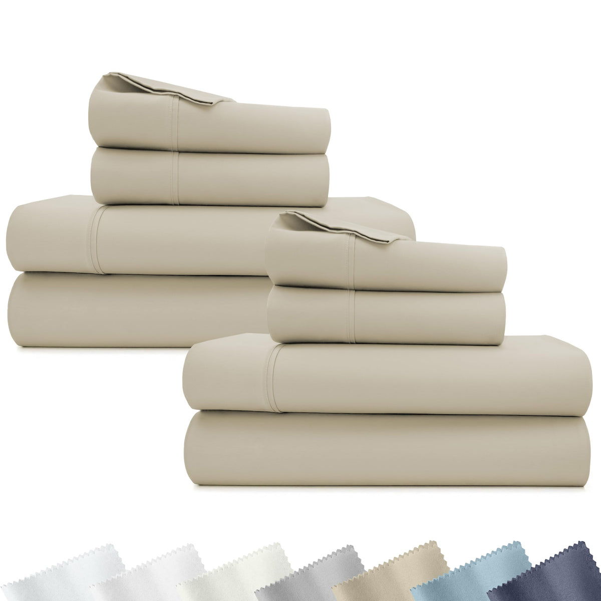 California Design Den Soft 100% Cotton Sateen Queen Bed Sheets Set, White