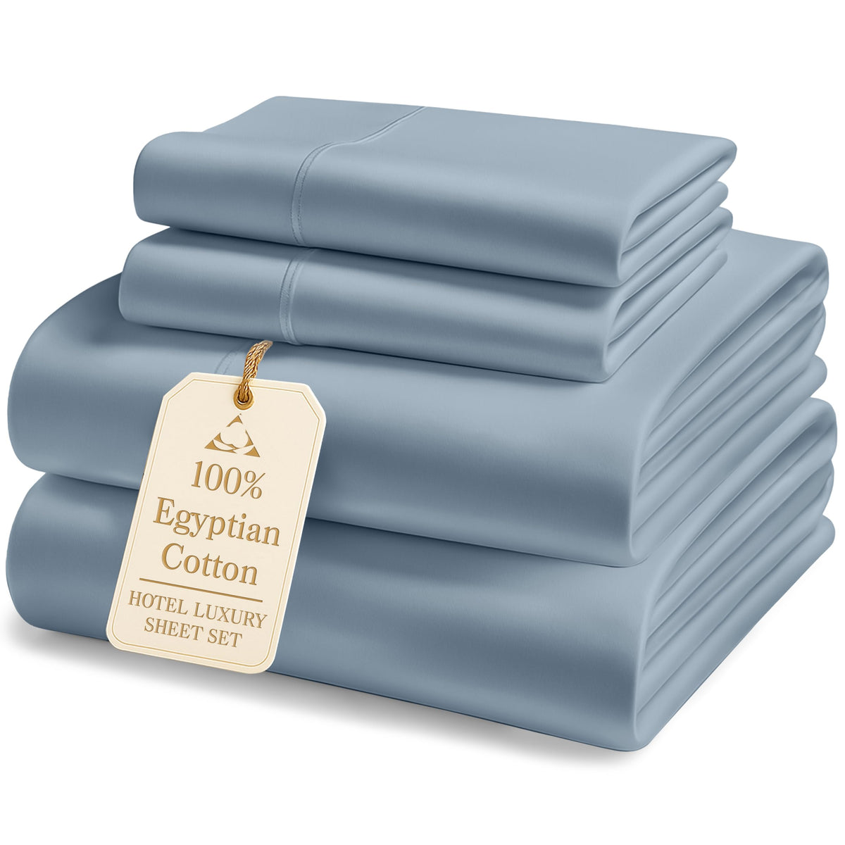 LANE LINEN 100% Egyptian Cotton Sheets King Size Silky Sateen Weave - White