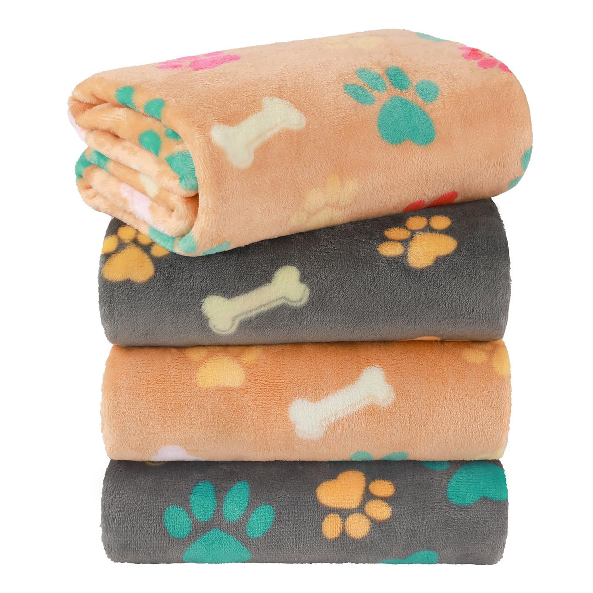 LINENLUX Dog Blankets 3-Pack, Super Soft Fluffy Fleece Pet Throw Warm