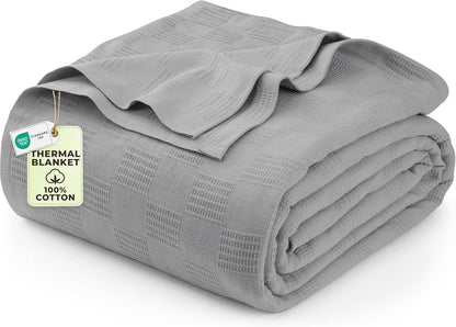 Utopia Bedding 100% Cotton Thermal Blanket White Twin, 90x72 Inches