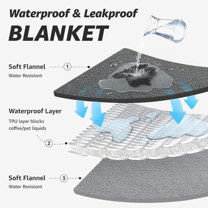 LOOBANI Waterproof Blanket for Bed, Soft Flannel Twin Bed Blanket 60" x 80"