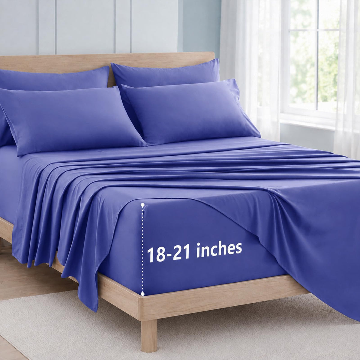 CozyLux King Size Sheets Set 6-Piece, 21-Inch Deep Pocket, Soft Feel