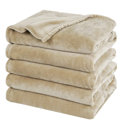 PHF Fleece Blanket King Size 108x90-300GSM Lightweight Airy Warmth, Khaki