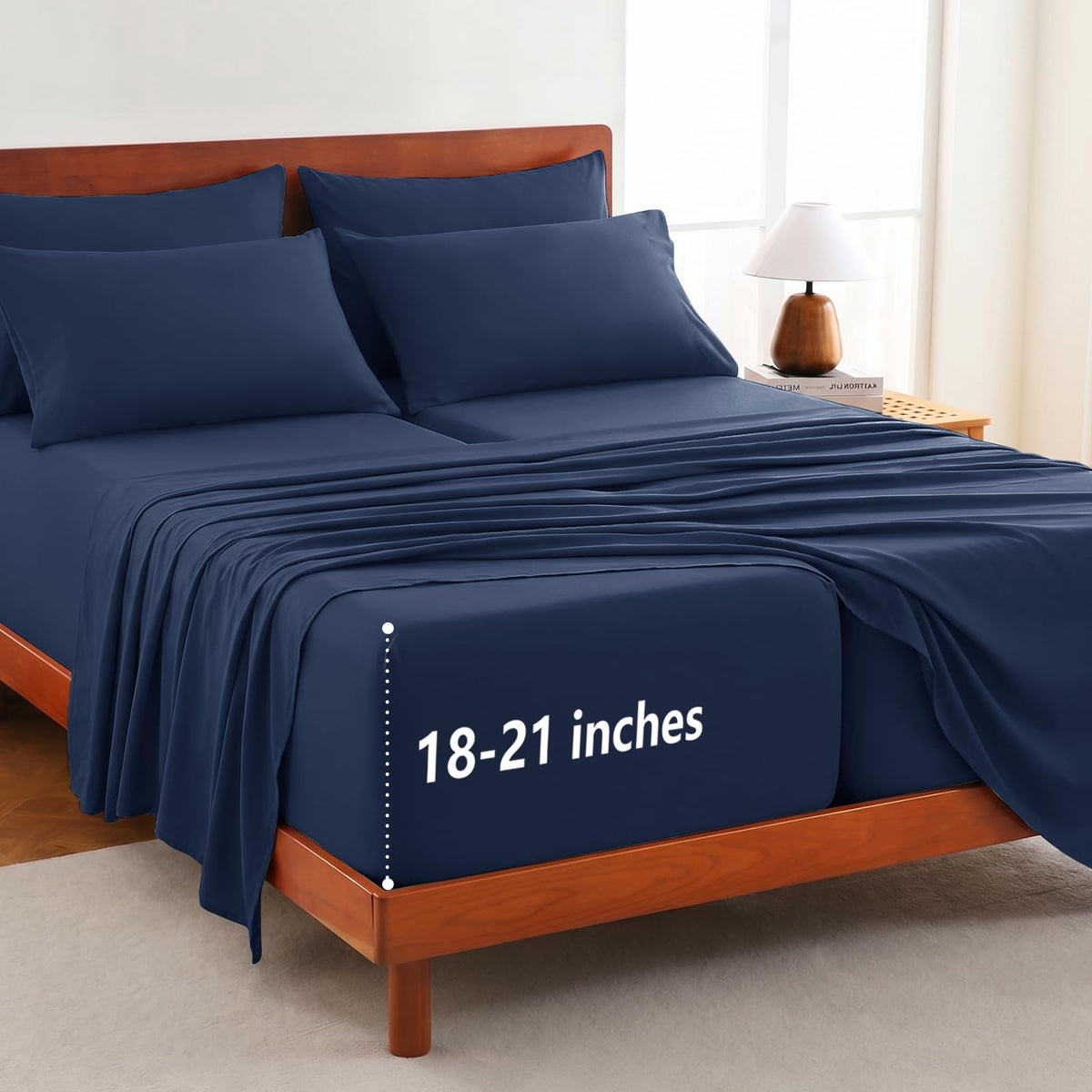 CozyLux King Size Sheets Set 6-Piece, 21-Inch Deep Pocket, Soft Feel