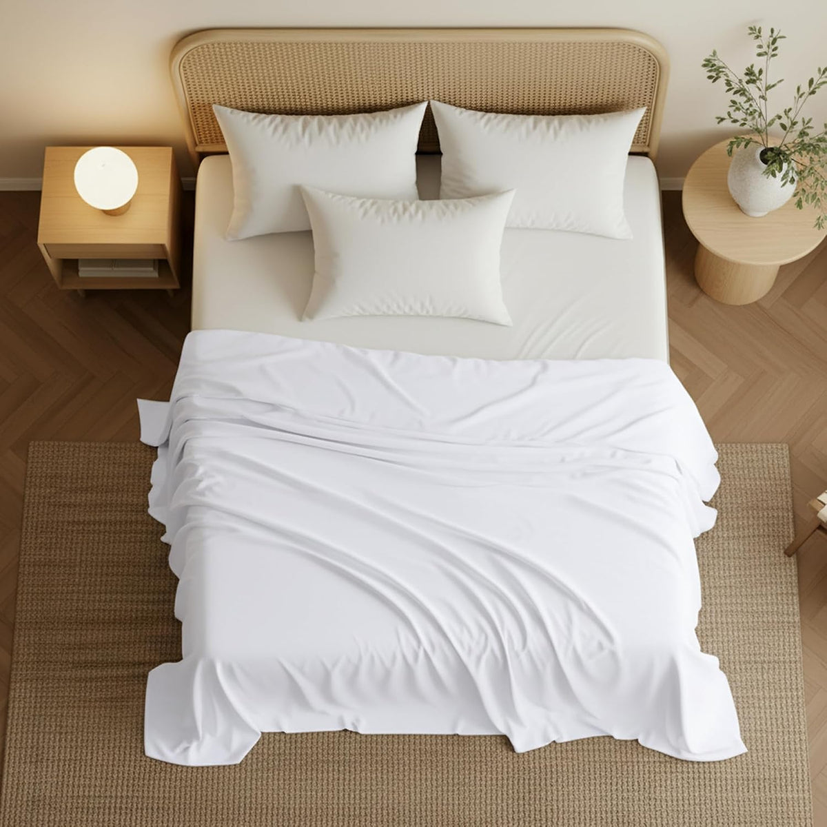 King Size Flat Sheet Only, Ultra Soft & Breathable Hotel Sheets, White