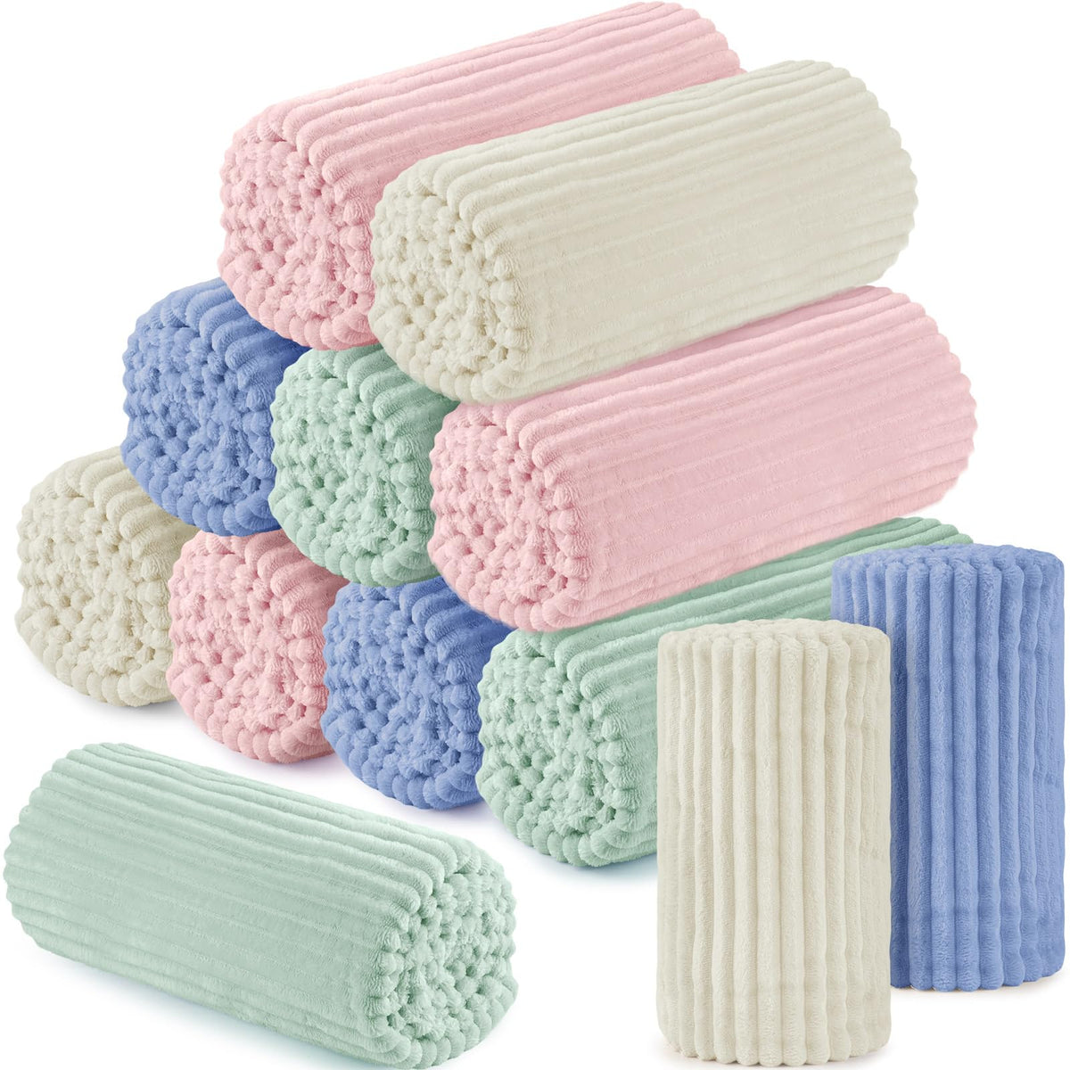 Buryeah 12 Pcs Flannel Blankets Bulk,Fall Outdoor Wedding, Multicolor