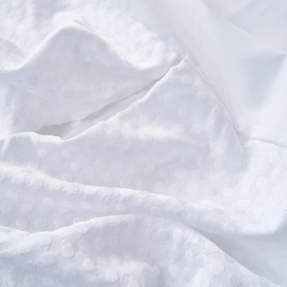 Queen Bed Skirt, White Dotted Jacquard Pleated Bed Skirt, 14 Inch Drop