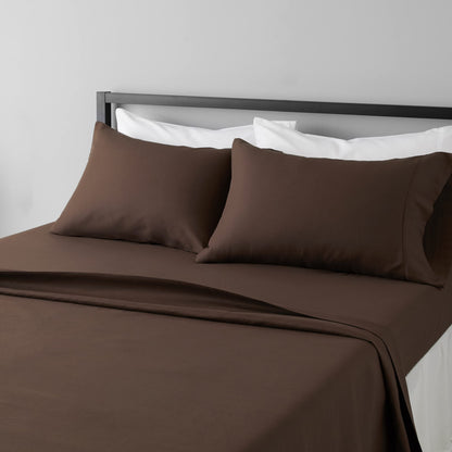 Amazon Basics Lightweight Breathable Wrinkle-Free Brushed Microfiber 3-Piece Bed Sheet Set with 14-Inch Deep Pockets, Twin, Bright White, Solid