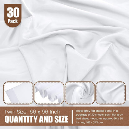 SmoothNovelty 30 Pack Twin Flat Sheets Bulk, White, Twin