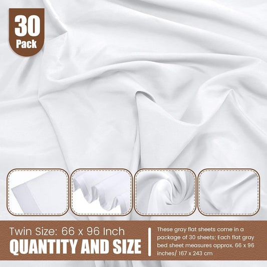SmoothNovelty 30 Pack Twin Flat Sheets Bulk, White, Twin