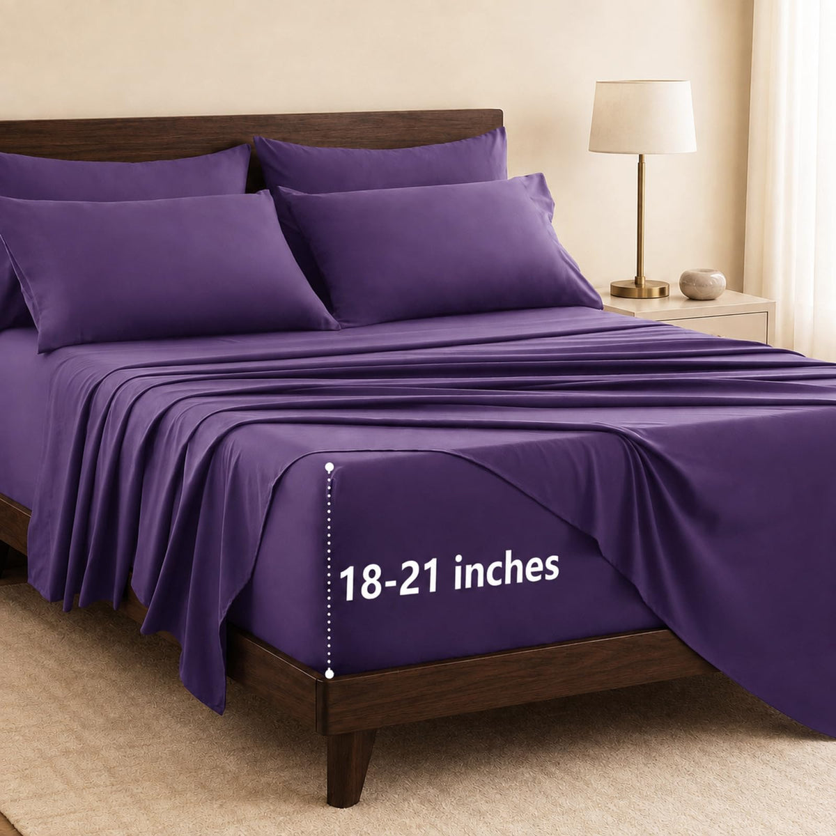 CozyLux King Size Sheets Set 6-Piece, 21-Inch Deep Pocket, Soft Feel