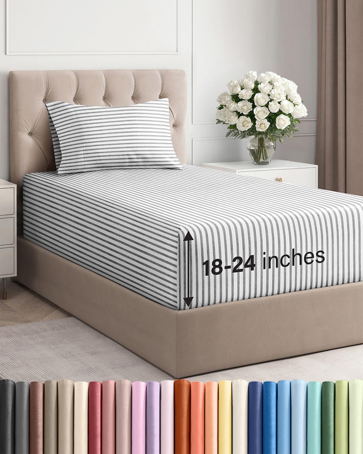 Extra Deep King Sheet Set - 4 Piece Breathable & Cooling - Antique White