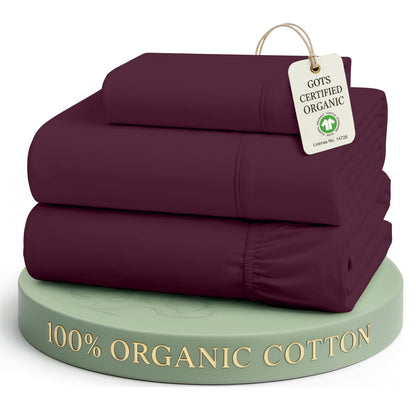 LANE LINEN Queen Sheets 100% Organic Cotton 4pc Percale Cooling - White