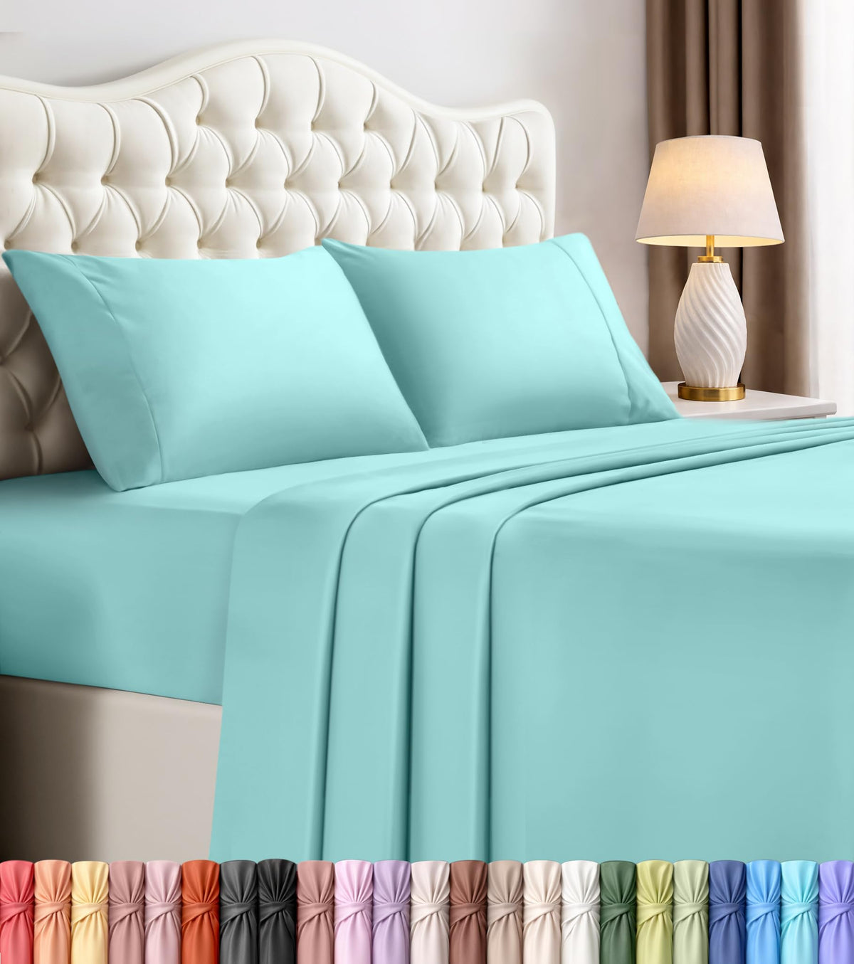 Queen Sheets Set, 4 Pieces 16" Deep Pocket Hotel Luxury Bed Sheets, Grey