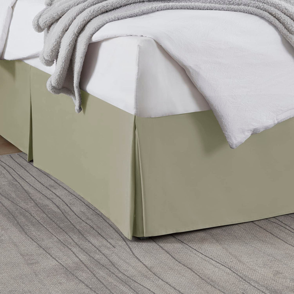 Nestl Linen Bed Skirt Queen Size - Queen Bed Skirt 14 Inch Drop - Brushed Microfiber Bed Skirts - Hotel Quality Pleated Bed Skirt - Shrinkage & Fade Resistant