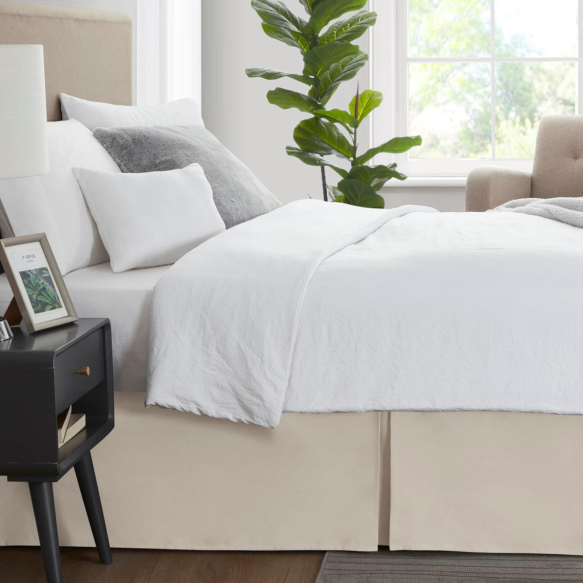 Nestl Linen Bed Skirt Queen Size - Queen Bed Skirt 14 Inch Drop - Brushed Microfiber Bed Skirts - Hotel Quality Pleated Bed Skirt - Shrinkage & Fade Resistant