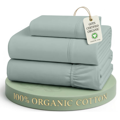 LANE LINEN Queen Sheets 100% Organic Cotton 4pc Percale Cooling - White