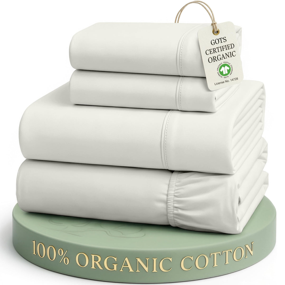 LANE LINEN Queen Sheets 100% Organic Cotton 4pc Percale Cooling - White