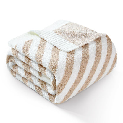 Snuggle Sac Buttery Ivory Throw Blanket for Couch, Reversible Super Soft Knitted Blankets, Warm Cozy Knit Fuzzy Plush Lightweight Throws Dupes for Sofa, Bed, Picnic, Ivory, 50 x 60 inches