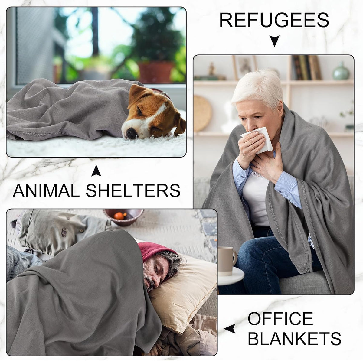 Macarrie 50 Pack Fleece Blankets Bulk,50 x 60 Inch Gray Soft Throw Blankets