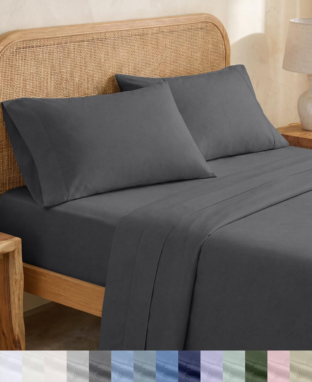 California Design Den 100% Organic Cotton Queen Bed Sheet Set, Olive Green