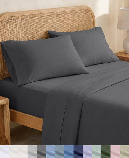California Design Den 100% Organic Cotton Queen Bed Sheet Set, Olive Green