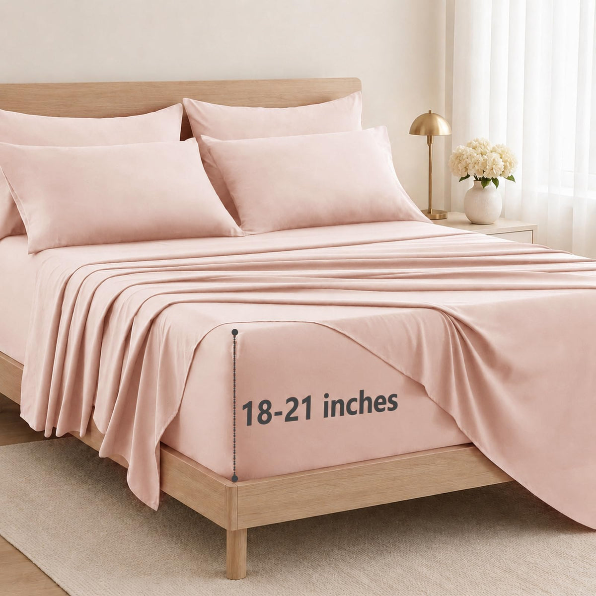 CozyLux King Size Sheets Set 6-Piece, 21-Inch Deep Pocket, Soft Feel