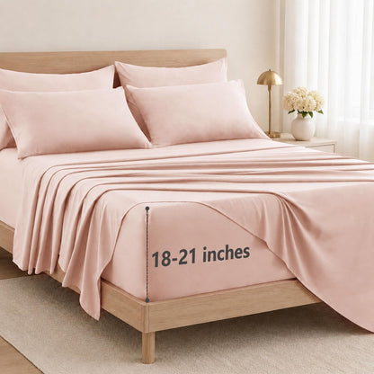 CozyLux King Size Sheets Set 6-Piece, 21-Inch Deep Pocket, Soft Feel